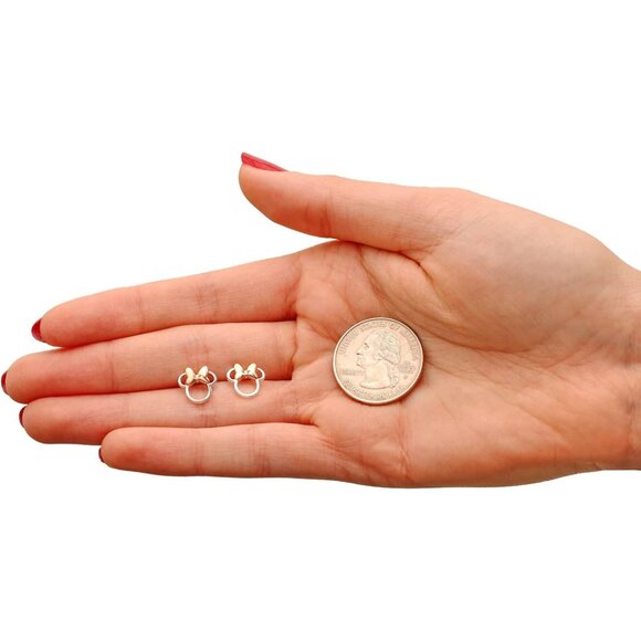 Disney Minnie Mouse Stud Earrings Two Tone Minnie Silhouette Open Silhouette - Picture 5 of 6